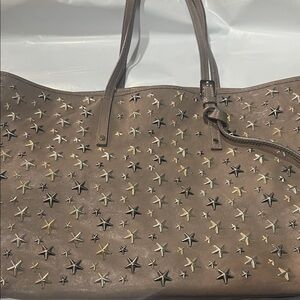 Jimmy Choo Taupe Tote with Gold & Silver Star Studs